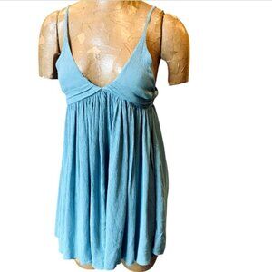 O'Neill Saltwater Solids Gauze Mini Tank Dress/Beach Cover-up Sz S Blue #236i